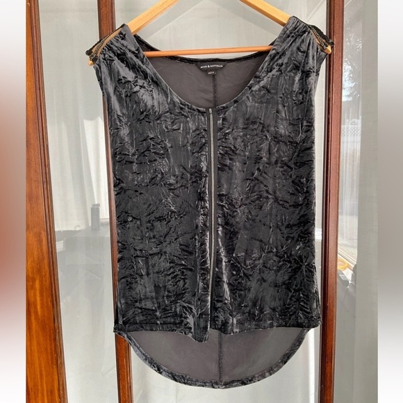 Rock & Republic Tops - Rock Republic Blouse XS Black Velvet Pullover Beaded Rocker Concert Goth Top